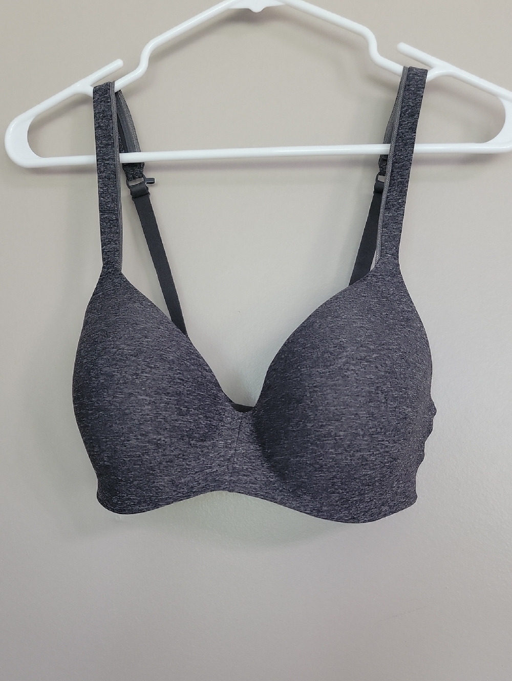 Hanes Heathered Dark Gray Padded T-Shirt Bra Size 34D